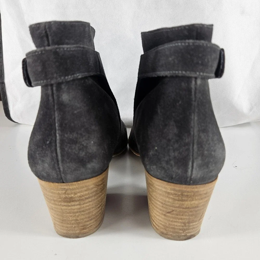 VINCE. Women Charcoal Grey Suede Stacked Ankle Boots Block Heel Italy 11M EUR 41